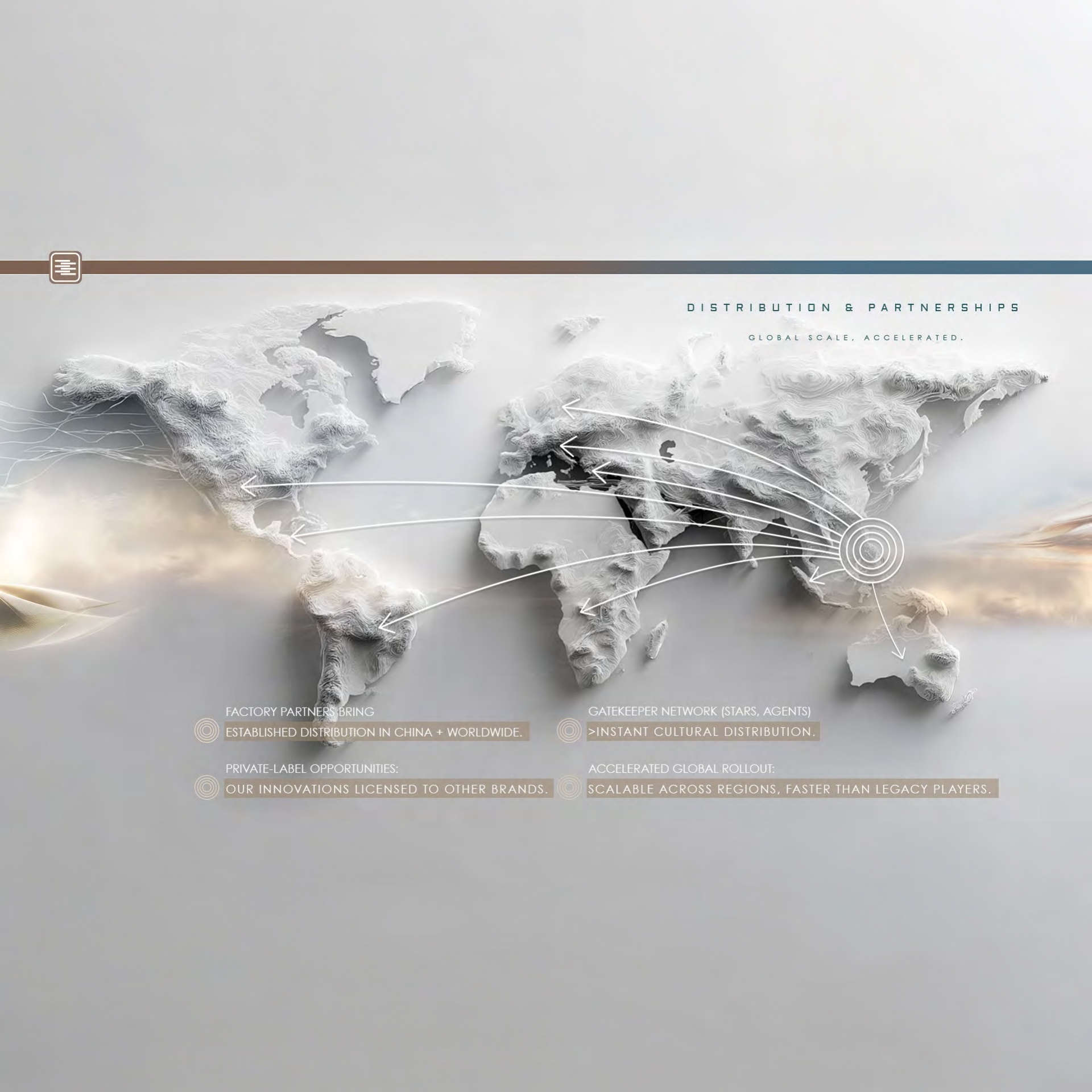 SIPHR deck slide showing global distribution and partnership routes